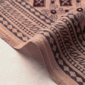 Brown - Bagh Block Printed Merino Wool Handloom Fabric