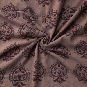 Brown - Bagh Block Printed Merino Wool Handloom Fabric