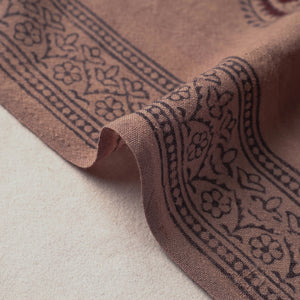 Brown - Bagh Block Printed Merino Wool Handloom Fabric