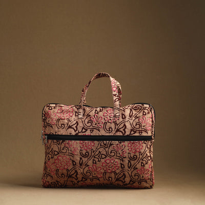 Brown - Handmade Quilted Cotton Laptop Bag (13 x 16 in) 25