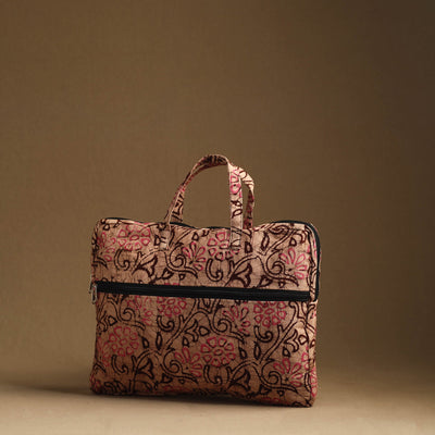 Brown - Handmade Quilted Cotton Laptop Bag (13 x 16 in) 25