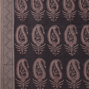 Black - Bagh Block Printed Merino Wool Handloom Fabric
