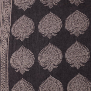 Black - Bagh Block Printed Merino Wool Handloom Fabric