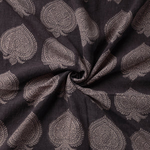 Black - Bagh Block Printed Merino Wool Handloom Fabric