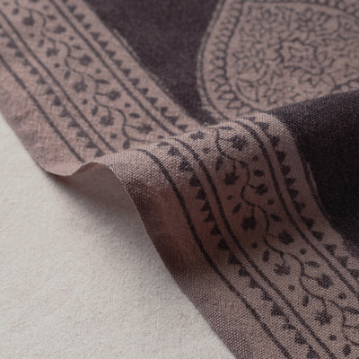 Black - Bagh Block Printed Merino Wool Handloom Fabric