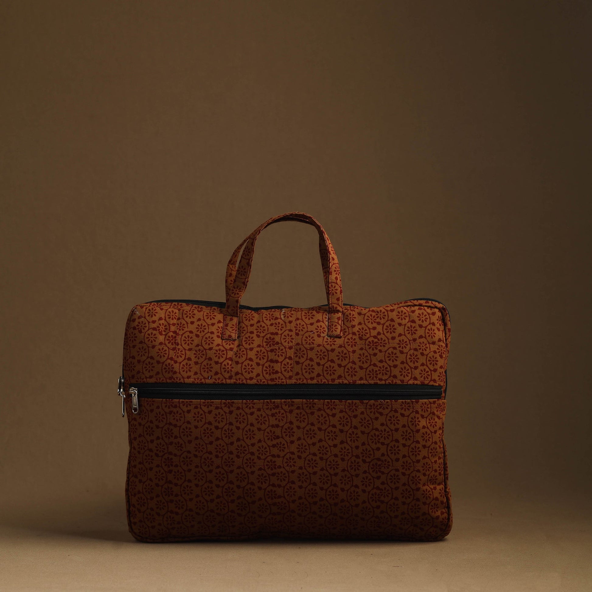 Brown - Handmade Quilted Cotton Laptop Bag (13 x 16 in) 29