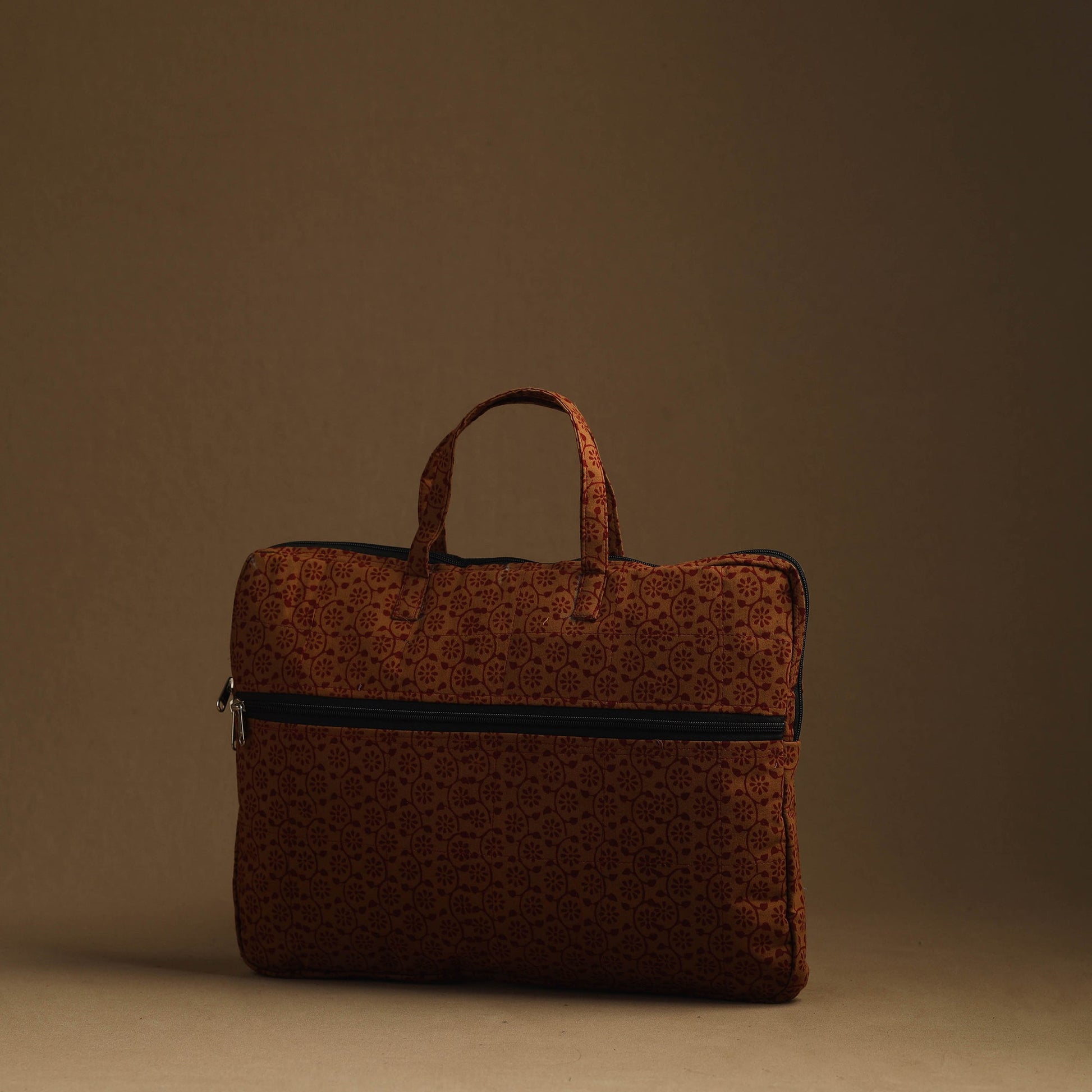 Brown - Handmade Quilted Cotton Laptop Bag (13 x 16 in) 29