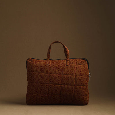 Brown - Handmade Quilted Cotton Laptop Bag (13 x 16 in) 29