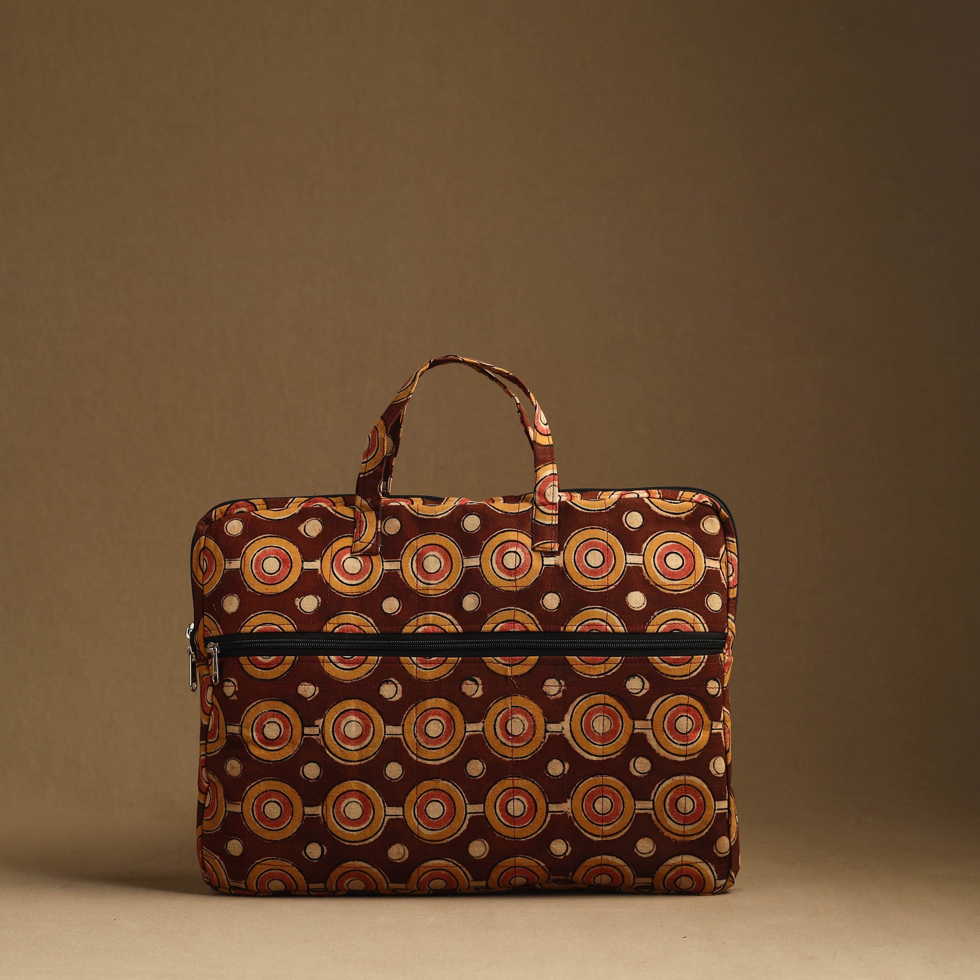 Brown - Handmade Quilted Cotton Laptop Bag (13 x 16 in) 32