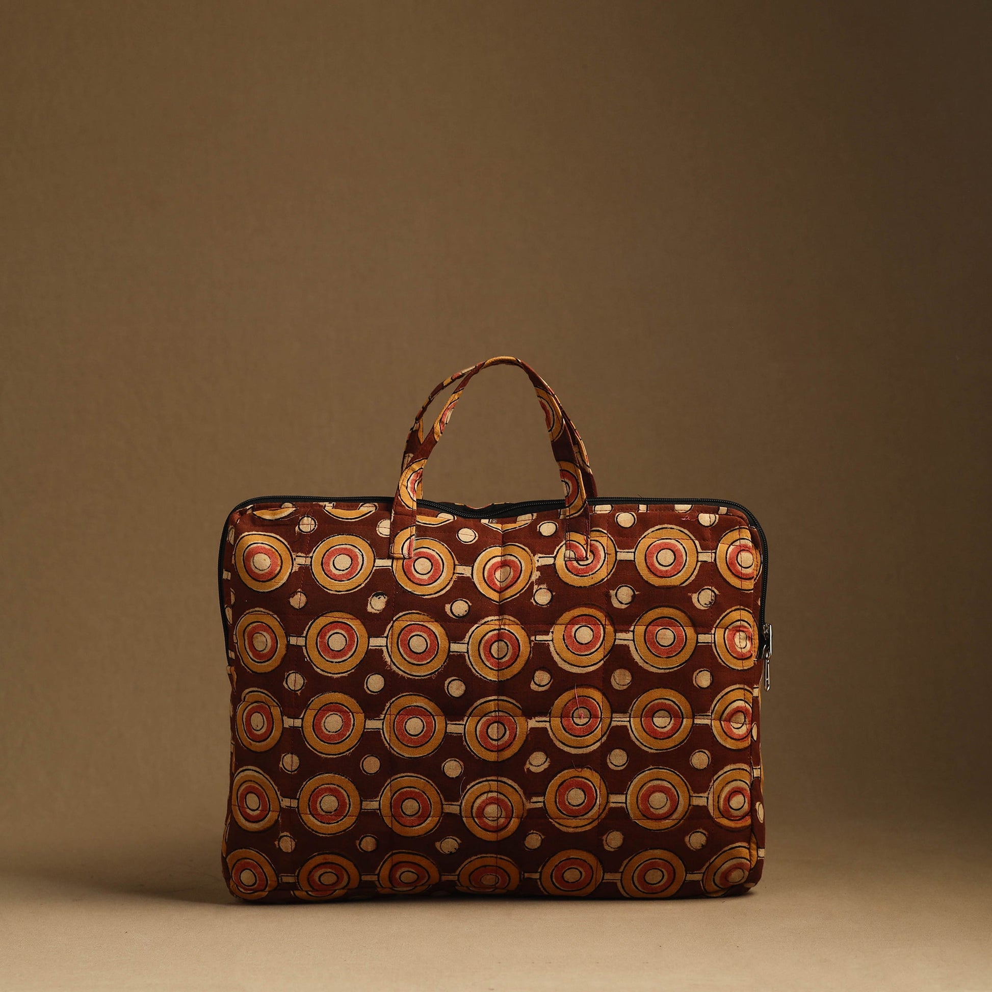Brown - Handmade Quilted Cotton Laptop Bag (13 x 16 in) 32