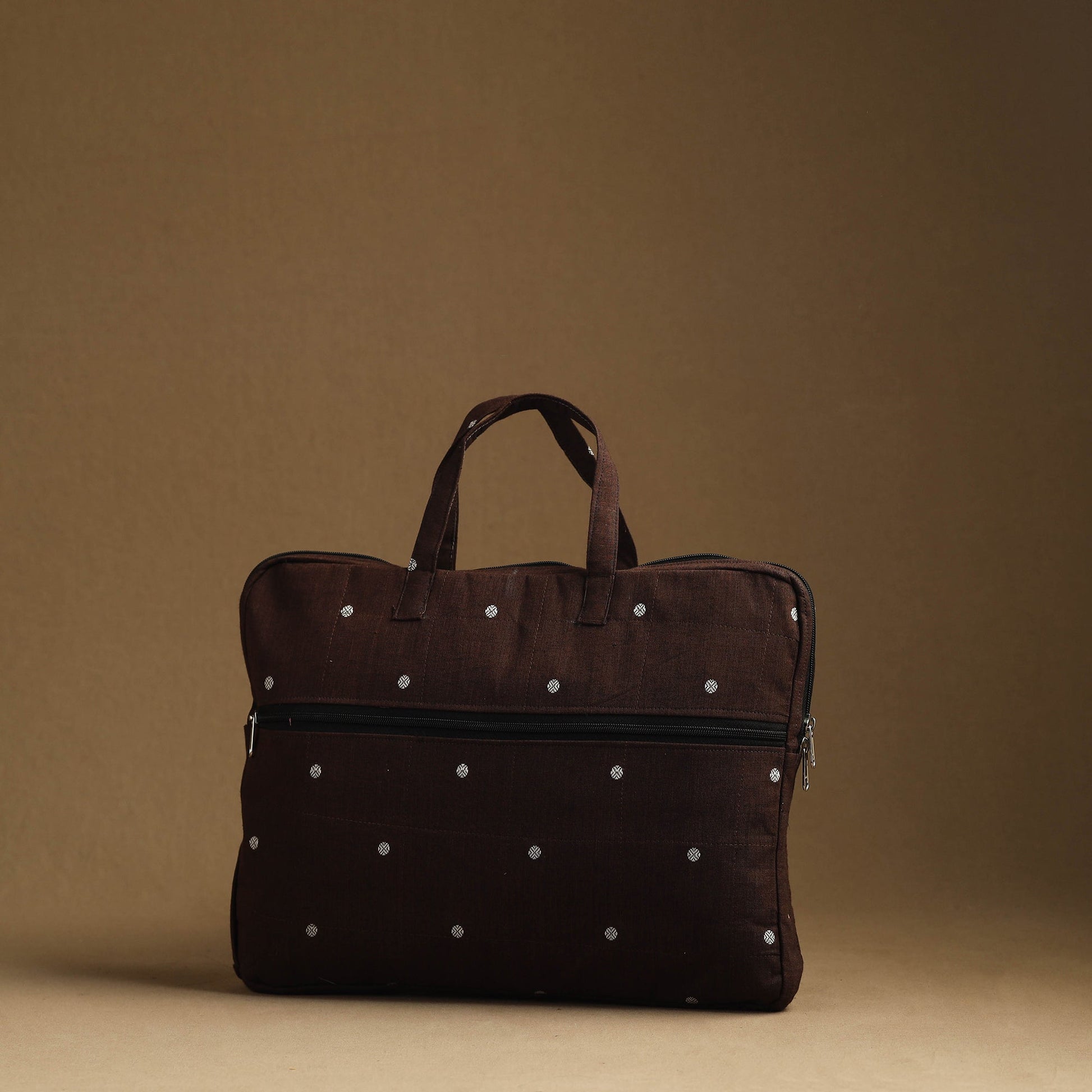 Brown - Handmade Quilted Cotton Laptop Bag (13 x 16 in) 33