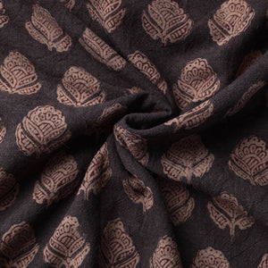 Black - Bagh Block Printed Merino Wool Handloom Fabric