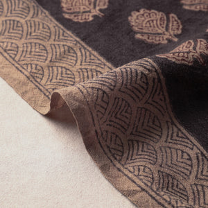 Black - Bagh Block Printed Merino Wool Handloom Fabric