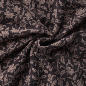 Black - Bagh Block Printed Merino Wool Handloom Fabric