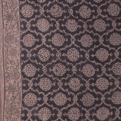 Black - Bagh Block Printed Merino Wool Handloom Fabric