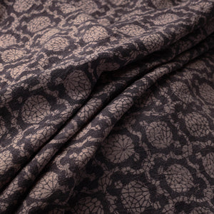 Black - Bagh Block Printed Merino Wool Handloom Fabric