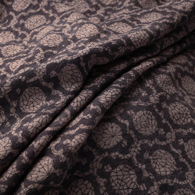 Black - Bagh Block Printed Merino Wool Handloom Fabric