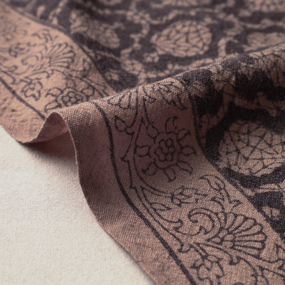 Black - Bagh Block Printed Merino Wool Handloom Fabric