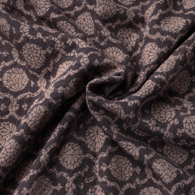 Black - Bagh Block Printed Merino Wool Handloom Fabric
