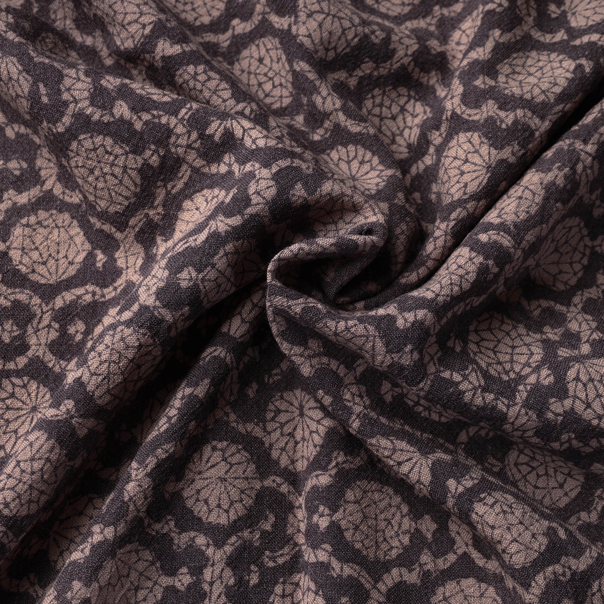 Black - Bagh Block Printed Merino Wool Handloom Fabric