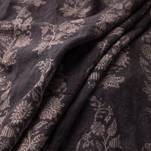 Black - Bagh Block Printed Merino Wool Handloom Fabric