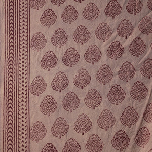 Beige - Bagh Block Printed Merino Wool Handloom Fabric