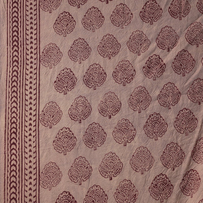 Beige - Bagh Block Printed Merino Wool Handloom Fabric