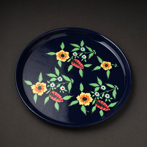 Blue - Floral Handpainted Enamelware Stainless Steel Plate