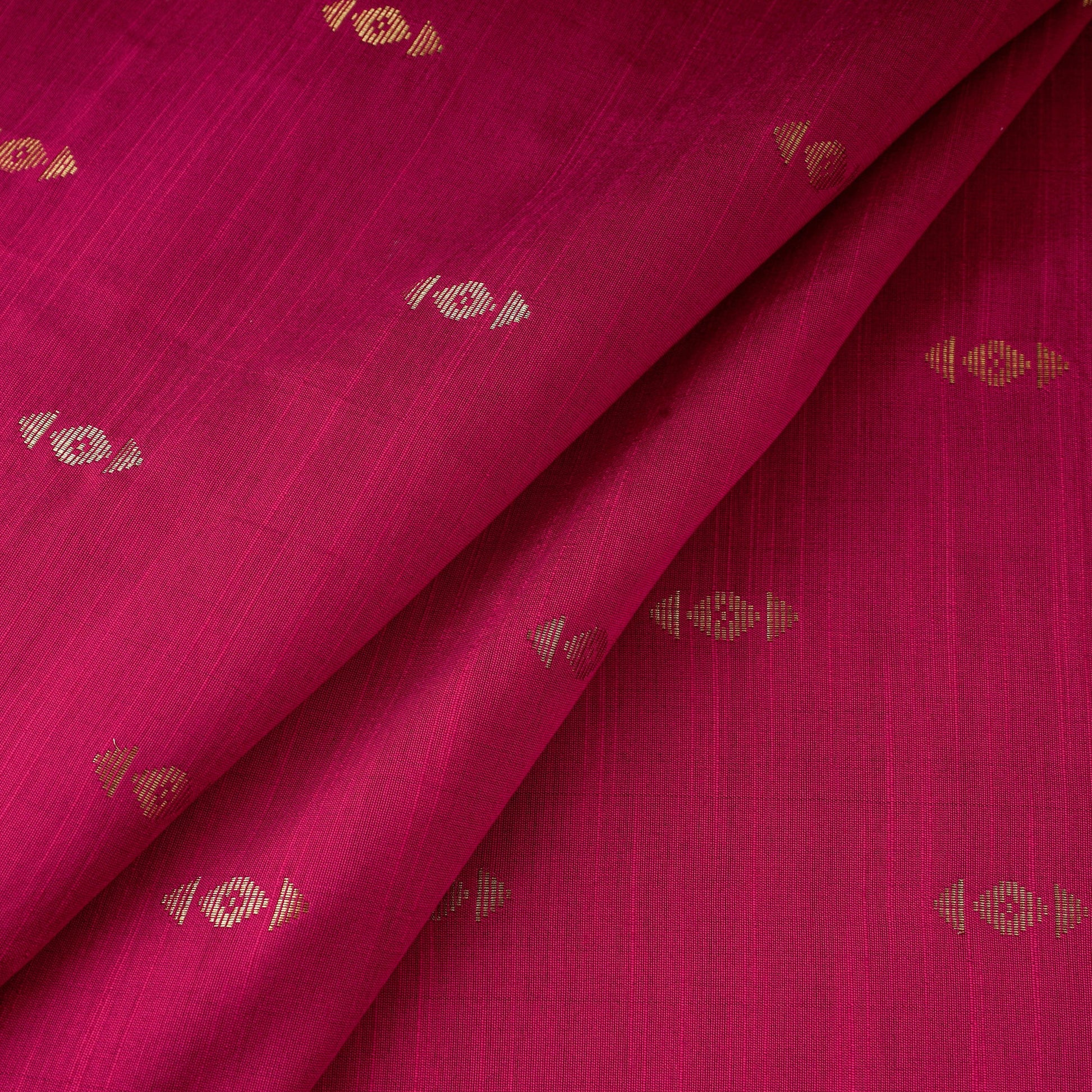 Pink - Zari Buti Spun Dupion Viscose Silk Plain Fabric 09