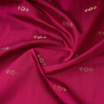 Pink - Zari Buti Spun Dupion Viscose Silk Plain Fabric 09