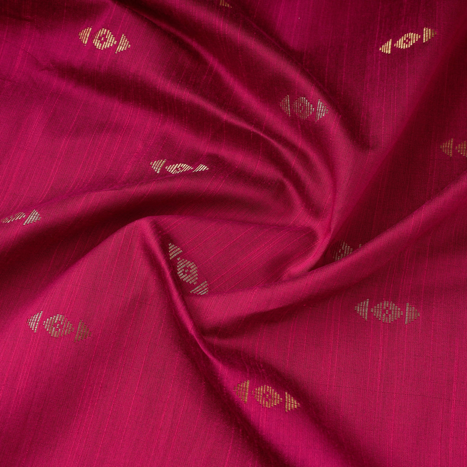 Pink - Zari Buti Spun Dupion Viscose Silk Plain Fabric 09