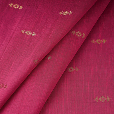 Pink - Zari Buti Spun Dupion Viscose Silk Plain Fabric 11