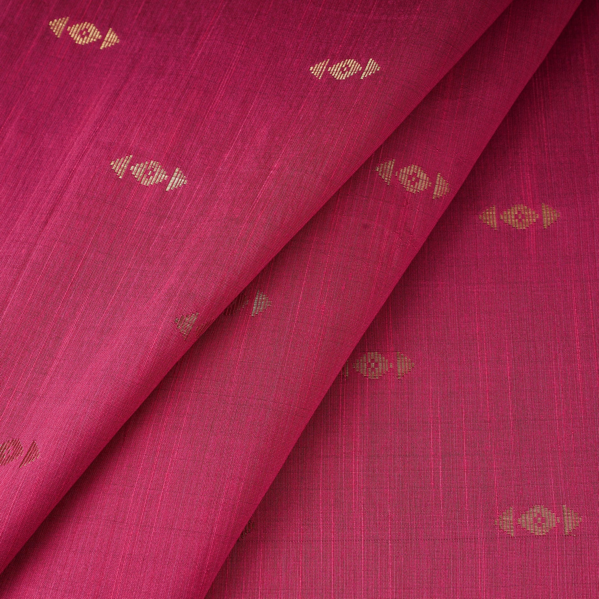 Pink - Zari Buti Spun Dupion Viscose Silk Plain Fabric 11