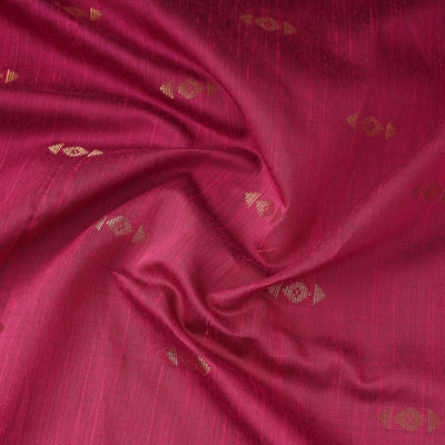 Pink - Zari Buti Spun Dupion Viscose Silk Plain Fabric 11