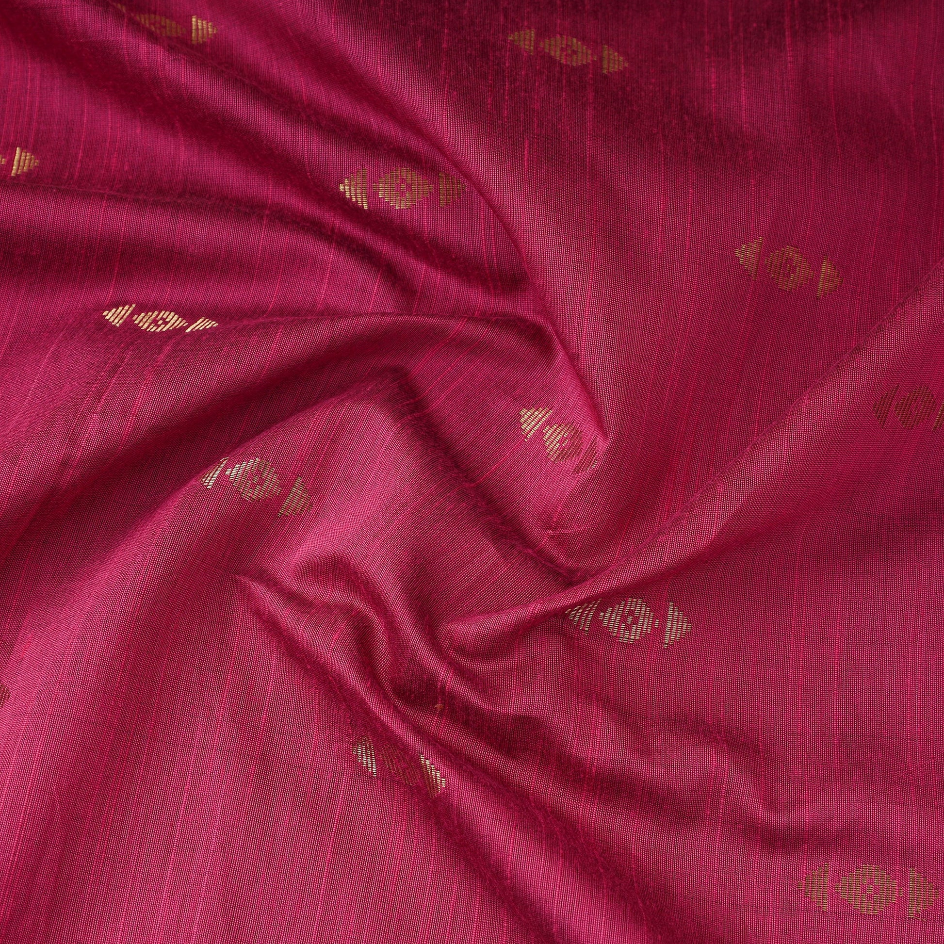 Pink - Zari Buti Spun Dupion Viscose Silk Plain Fabric 11