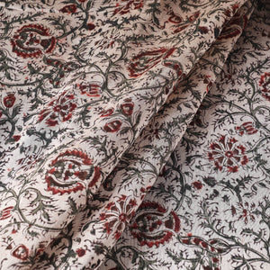 Beige - Pedana Kalamkari Block Print Chanderi Silk Fabric