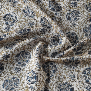 Beige - Pedana Kalamkari Block Print Chanderi Silk Fabric
