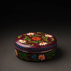 Brown - Banaras Handpainted Stainless Steel Masala Box (8 x 8 in)