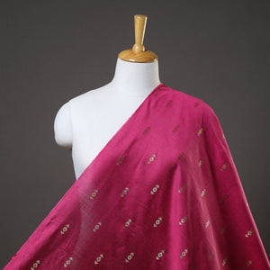 Pink - Zari Buti Spun Dupion Viscose Silk Plain Fabric 11