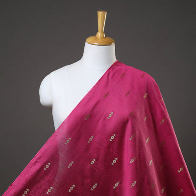 Pink - Zari Buti Spun Dupion Viscose Silk Plain Fabric 11
