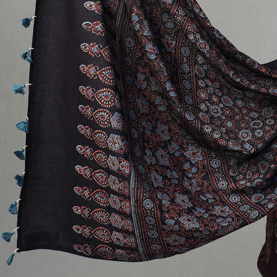 Brown - Kutch Block Print Cotton 3pc Ajrakh Dress Material 01