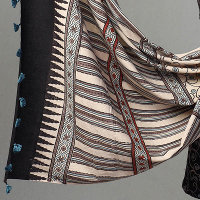 Black - Kutch Block Print Cotton 3pc Ajrakh Dress Material 07
