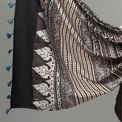 Black - Kutch Block Print Cotton 3pc Ajrakh Dress Material 10
