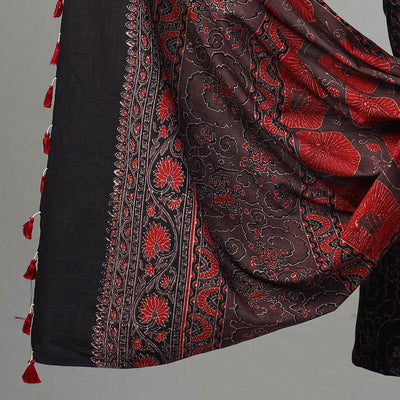 Black - Kutch Block Print Cotton 3pc Ajrakh Dress Material 13