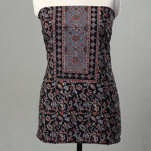 Black - Kutch Block Print Cotton 3pc Ajrakh Dress Material 17