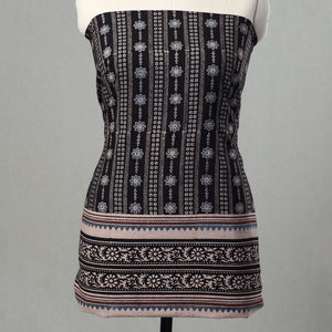 Black - Kutch Block Print Cotton 3pc Ajrakh Dress Material 08