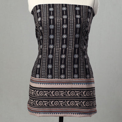 Black - Kutch Block Print Cotton 3pc Ajrakh Dress Material 08