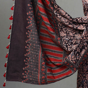 Brown - Kutch Block Print Cotton 3pc Ajrakh Dress Material 09