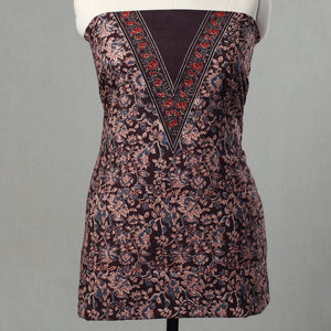Brown - Kutch Block Print Cotton 3pc Ajrakh Dress Material 09