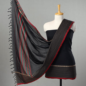 Black - 3pc Traditional Cotton Dharwad Dress Material 14